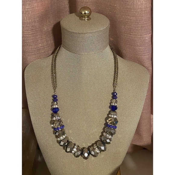 Adjustable Fun Statement Necklace in Blue and Silver Color-way - Picture 3 of 3